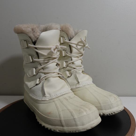 Sorel Manitou Boots Women Size 8‎ White Winter Snow Waterproof Wool Lined Canada - Picture 2 of 12